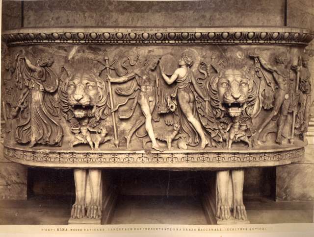 Alinari, Fratelli — Roma - Museo Vaticano. Sarcofago rappresentante una danza baccanale. (scultura antica) — insieme